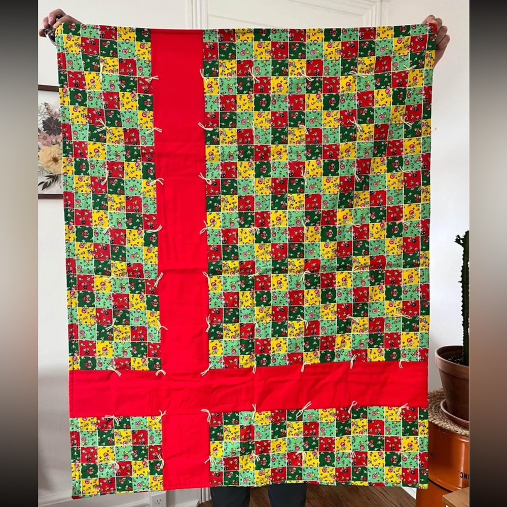 Handmade multi-colored quilt - great for a blanket or project